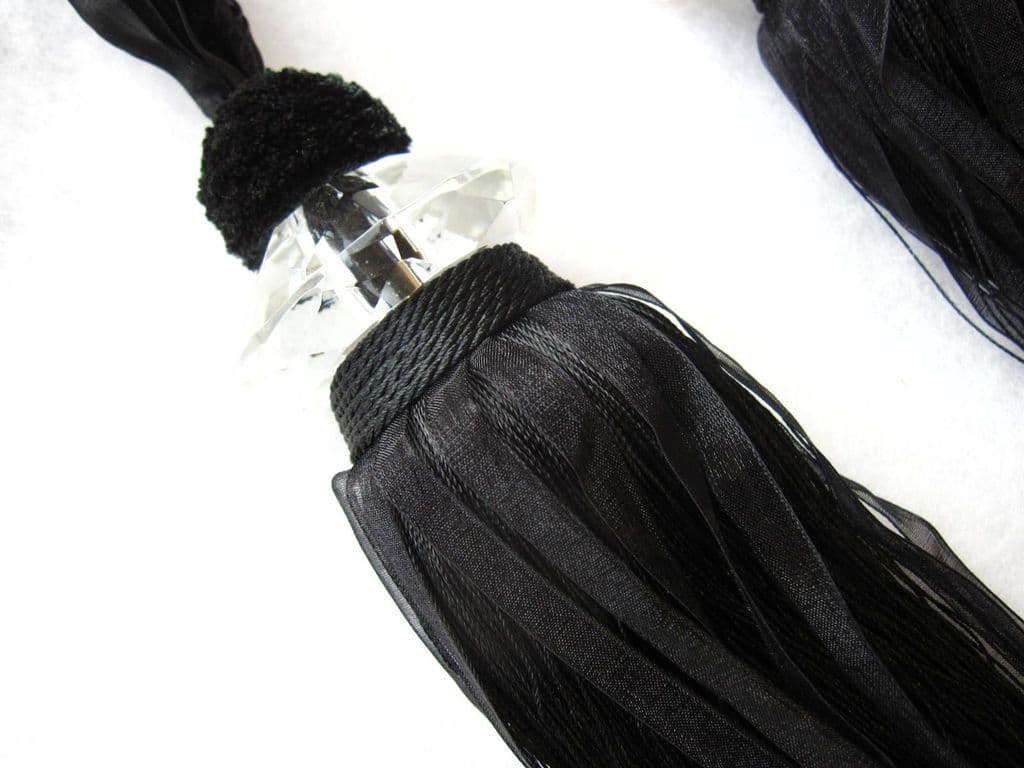 2 Solitaire curtain tiebacks Lace ribbon glass crystal Jones Interiors